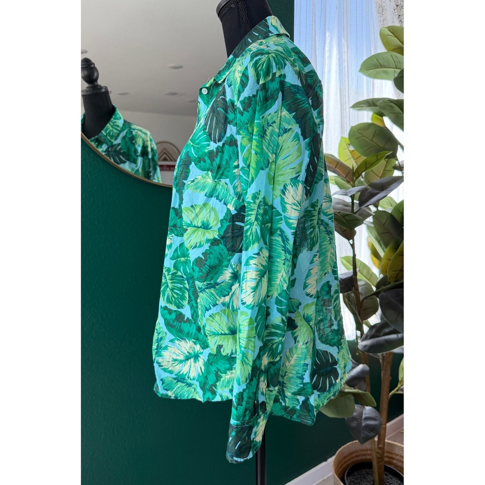 Talbots Tropical Leaf Print Button Down Shirt Wom… - image 3